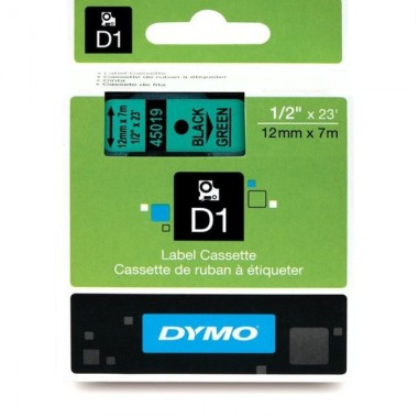Lipni juostelė Dymo D1 45019, 12mm. (Žalia / Juoda) OEM