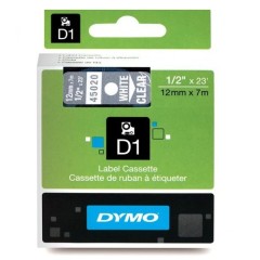 Lipni juostelė Dymo D1 45020, 12mm.  (Skaidri / Balta) OEM
