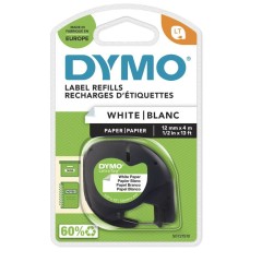 DYMO LetraTag 91200 lipni juostelė (12 mm, juoda ant baltos) – Originali