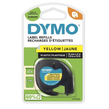 DYMO LetraTag 91202 (S0721620) plastikinė juosta 12 mm × 4 m, juoda ant geltonos – Originali