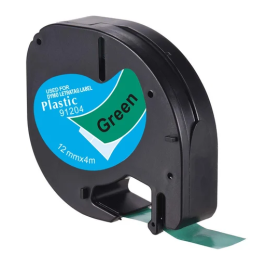 DYMO LetraTag 91204 lipni juostelė (12 mm, juoda ant žalios) – Eco