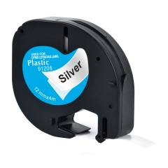 DYMO LetraTag 91208 lipni juostelė (12 mm, juoda ant sidabrinės) – Eco