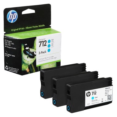 Kasetė HP 712 C (3ED77A, 3‑Pack) mėlyna– Originali