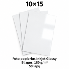 Foto popierius Inkjet glossy 10x15, 180g/m2, 50 lapų