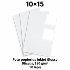 Foto popierius Inkjet glossy 10x15, 180g/m2, 50 lapų