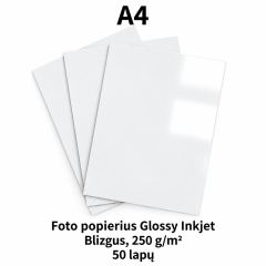 Foto popierius A4 250 g/m² Glossy Inkjet – 50 lapų