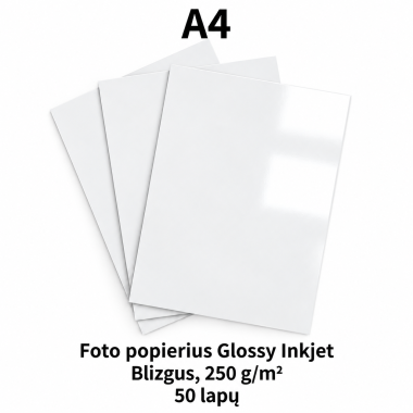 Foto popierius glossy Inkjet A4, 250g/m2, 50 lapų