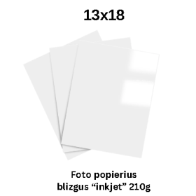 Foto popierius Inkjet glossy 13x18, 210g/m2, 50 lapų