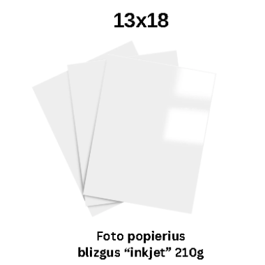 Foto popierius Inkjet glossy 13x18, 210g/m2, 50 lapų
