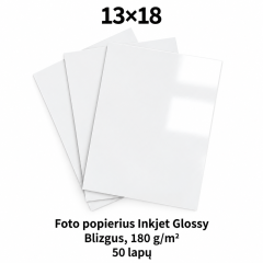 Foto popierius Inkjet glossy 13x18, 180g/m2, 50 lapų