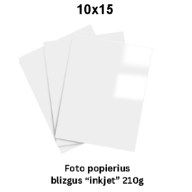Foto popierius Inkjet glossy 10x15, 210g/m2, 50 lapų