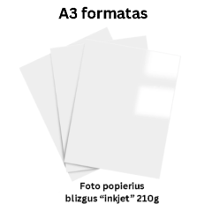 Foto popierius A3 210 g/m² Glossy Inkjet – 50 lapų