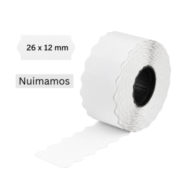Kainų etiketės 26 x 12 mm, baltos, nuimamos (1400 vnt.)