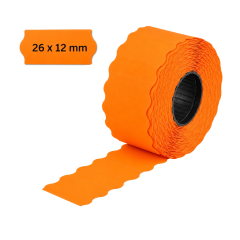 Kainų etiketės 26 x 12 mm, banguotos, oranzinės (1400 vnt.) Kainų etiketės 26 x 12 mm, banguotos, oranzinės (1400 vnt.)