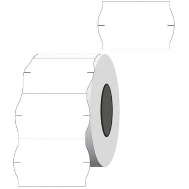 Kainų etiketės 26x16mm banguotos Baltos