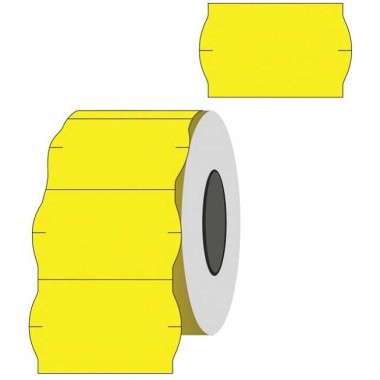 Kainų etiketės 26x16mm banguotos geltonos