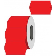 Kainų etiketės 26x16mm banguotos raudonos