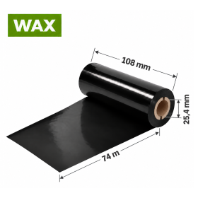 Dažanti juosta – karboninė 108 mm x 74 m WAX