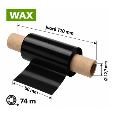 Dažanti juosta (Karboninė juosta) 56mm x 74m Wax (Įvorė 110mm)