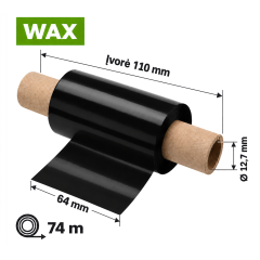 Dažanti juosta (karboninė) 64 mm x 74 m, Wax (Įvorė 110mm)
