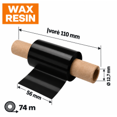 Dažanti juosta (karboninė) 56 mm x 74 m – WAX/RESIN, įvorė 110 mm