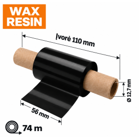 Dažanti juosta (karboninė) 56 mm x 74 m – WAX/RESIN, įvorė 110 mm