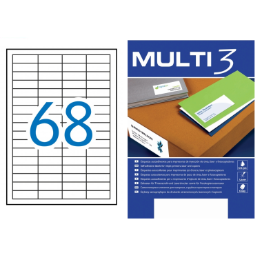 Lipnios etiketės 48,5 × 16,9 mm (A4, 68 etiketės lape) – Multi 3