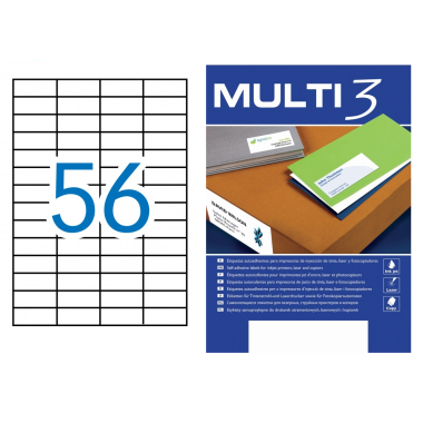 Lipnios etiketės 52,5 × 21,2 mm (A4, 56 etiketės lape) – Multi 3 Lipnios etiketės 52,5 × 21,2 mm (A4, 56 etiketės lape) – Multi 3