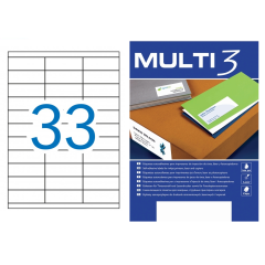 Lipnios etiketės 70 × 25,4 mm (A4, 33 etiketės lape) – Multi 3
