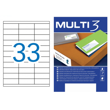 Lipnios etiketės 70 × 25,4 mm (A4, 33 etiketės lape) – Multi 3