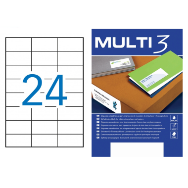 Lipnios etiketės 70 × 37 mm (A4, 24 etiketės lape) – Multi 3 Lipnios etiketės 70 × 37 mm (A4, 24 etiketės lape) – Multi 3