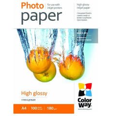 Foto popierius ColorWay High Glossy, A4, 180 g/m2, (100 lapų)