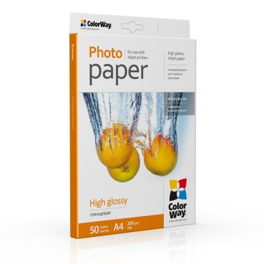 Foto popierius ColorWay High Glossy, A4, 200 g/m2, 50 lapų