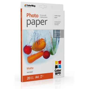 Foto popierius ColorWay MATT, A4, 190 g/m2, 20 lapų