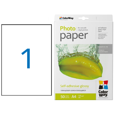 Lipnus popierius ColorWay photo paper Glossy A4, 135 g/m²  (1 etik.) 50 lapų