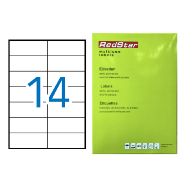 Lipnios etiketės 105 × 42,4 mm (A4, 14 etikečių lape) – RedStar