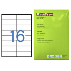 Lipnios etiketės 105 × 37 mm (A4, 16 etikečių lape) – Redstar