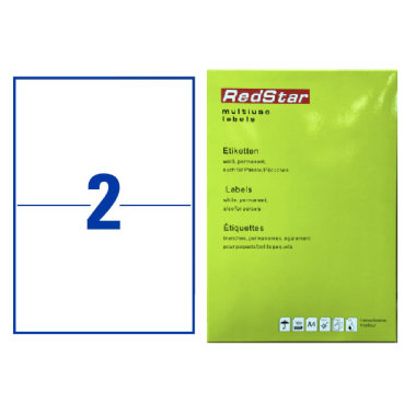 Lipnios etiketės 210 × 148 mm (A4, 2 etiketės lape) – RedStar Lipnios etiketės 210 × 148 mm (A4, 2 etiketės lape) – RedStar