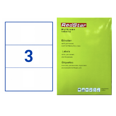 Lipnios etiketės 210 × 99 mm (A4, 3 etiketės lape) – RedStar