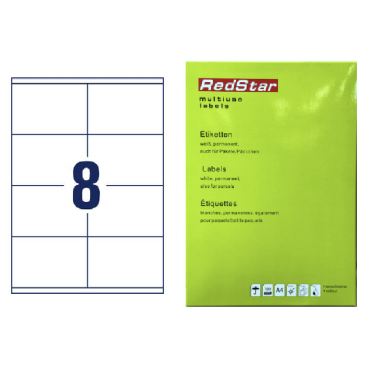 Lipnios etiketės 105 × 70 mm (A4, 8 etiketės lape) – RedStar