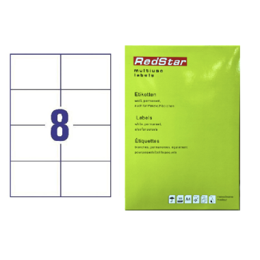 Lipnios etiketės 105 × 74 mm (A4, 8 etiketės lape) – RedStar