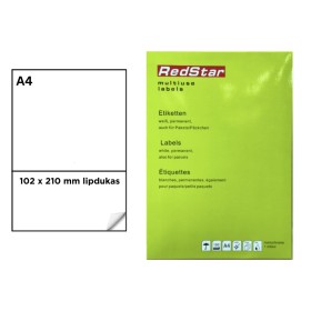 Lipnios etiketės 102 × 210 mm – A4, 1 etiketė lape – RedStar (Return Label) Lipnios etiketės 102 × 210 mm – A4, 1 etiketė lape – RedStar (Return Label)