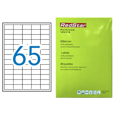 Lipnios etiketës 38,1 x 21,2 mm (A4, 65 etiketės lape)  – RedStar