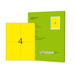 Lipnios etiketės 105 × 148 mm, geltonos (A4, 4 etiketės lape) – RedStar