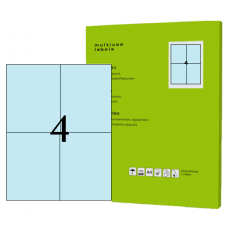 Lipnios etiketės 105 × 148 mm, šviesiai mėlyna (A4, 4 etiketės lape) – RedStar