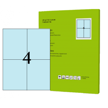 Lipnios etiketės 105 × 148 mm, šviesiai mėlyna (A4, 4 etiketės lape) – RedStar