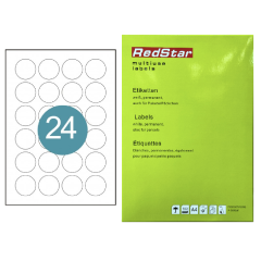 Lipnus popierius 40 × 40 mm (A4, 24 etiketės, apvalios) – RedStar