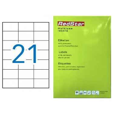 Lipnus popierius 70,0 x 42,4 mm (A4, 21 etiketė lape) – RedStar Lipnus popierius 70,0 x 42,4 mm (A4, 21 etiketė lape) – RedStar