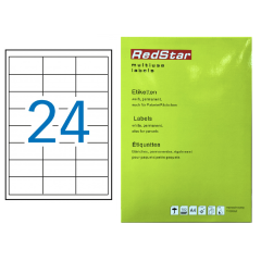 Lipnus popierius 70 x 37 mm (A4,  24 etiketės lape) – RedStar