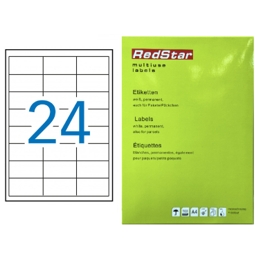 Lipnus popierius 70 x 37 mm (A4,  24 etiketės lape) – RedStar